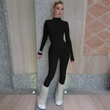 Women Jumpsuit Winter Slim-Fit Zipper Long Sleeve Jumpsuit