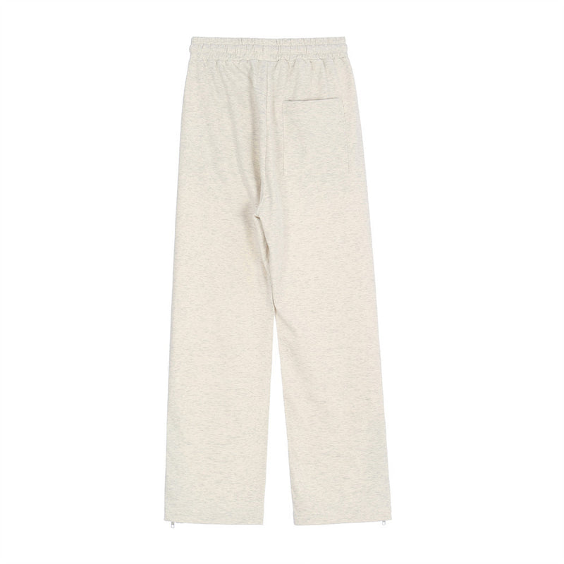 Men Sweatpants Solid Color Ribbon Casual Pants Split Sports Trousers