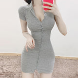 Women Dresses Short Sleeve Dress Short Skirt Hip Skirt
