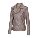 Red Leather Jacket Lapel Slim Women Leather Coat Zipper Elegant Pu Women's Leather Coat