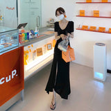 Women Dresses V-neck Slit Dress