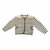 Women Knitwear Spring and Autumn Vintage Stripe Loose Knitted Cardigan