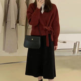 Women Knitwear Autumn Retro V-neck Sweaters Cardigan