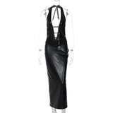 Women Dresses Winter Sexy Backless Hollow out Tied Dress