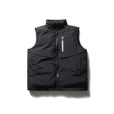 Unisex Winter Cotton Coat Zipper Pocket Decorative Stand Collar Cotton Vest