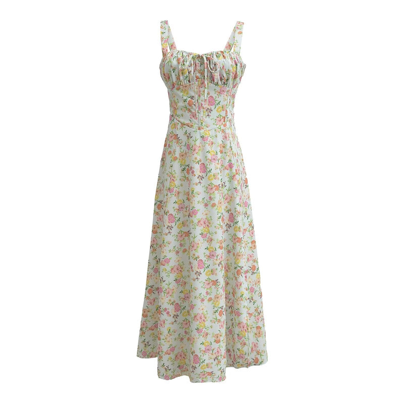 Women Dresses Summer Vintage Printed Dress Backless Midi Dress (Xds0414)