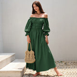 Women Dress Retro Lantern Sleeve Long Sleeve Dress Dress
