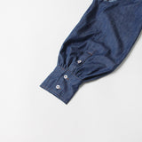 Women Dresses Spring Retro Denim Dress Women's Stand Collar Single-Breasted Dress (Qymy0409)