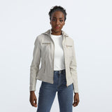 Red Leather Jacket Fleece-Lined Women's Leather Jacket Women's Hooded Autumn and Winter Short Coat Casual Women's Jacket