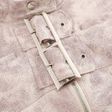 Women Jacket Leather Short Coat Leather Clothing with Stand Collar Jacket