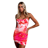 Women Dresses Summer Slim-Fit Hip-Wrapped Short Dress Sling Dress