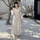Women Dresses Autumn Sexy Slim Fit Long Dress Lace Dress
