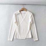 Women Sweater Knitwear Retro Cross Knitwear V-neck Lapel Sweater