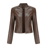 Red Leather Jacket Women's Rivet Leather Coat Spring and Autumn Jacket