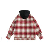 Unisex Jacket Retro Patchwork Plaid Coat for Men and Women Couple Cardigan Hooded Hooded Jacket