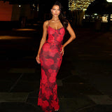 Women Dresses Spring Slim-Fitting Dress Vintage Printed Suspender Skirt (Csm202403)