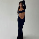 Women Dresses Autumn Sexy Hollow-out Long Dress (Bla0420)