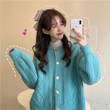 Women Knitted Cardigan Loose Pink Knitted Cardigan Sweater Coat