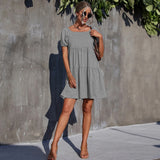 Women Dress Knitted Square Collar Dress