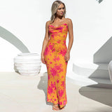 Women Dresses Spring Sexy Backless Printing Slip Dress