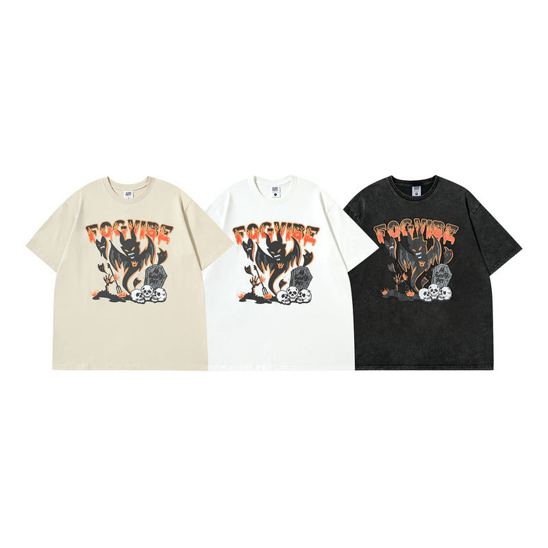 Men T Shirt Cartoon Printed Couple Short Sleeve T-shirt