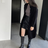 Women Cardigan Sweater Autumn Turtleneck Sweater Long Cardigan Coat Loose Button Woolen Skirt A2215
