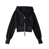 Women Jacket Double Zipper Patchwork Hoodie Women's Cardigan Jacket