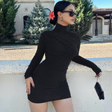 Women Dresses Spring Pleated Slim-Fit Sheath Dress