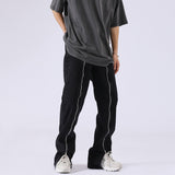 Men Jeans Vintage Zipper Adjustable Men and Women Straight-Leg Trousers