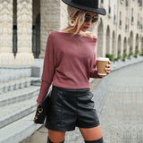 Women Knitted Sweater Autumn Casual Long-Sleeved Sweater
