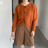 Women Cardigan Sweater Autumn Thick Sweater Button Long Sleeve round Neck Short Top Cardigan Coat 8t3119