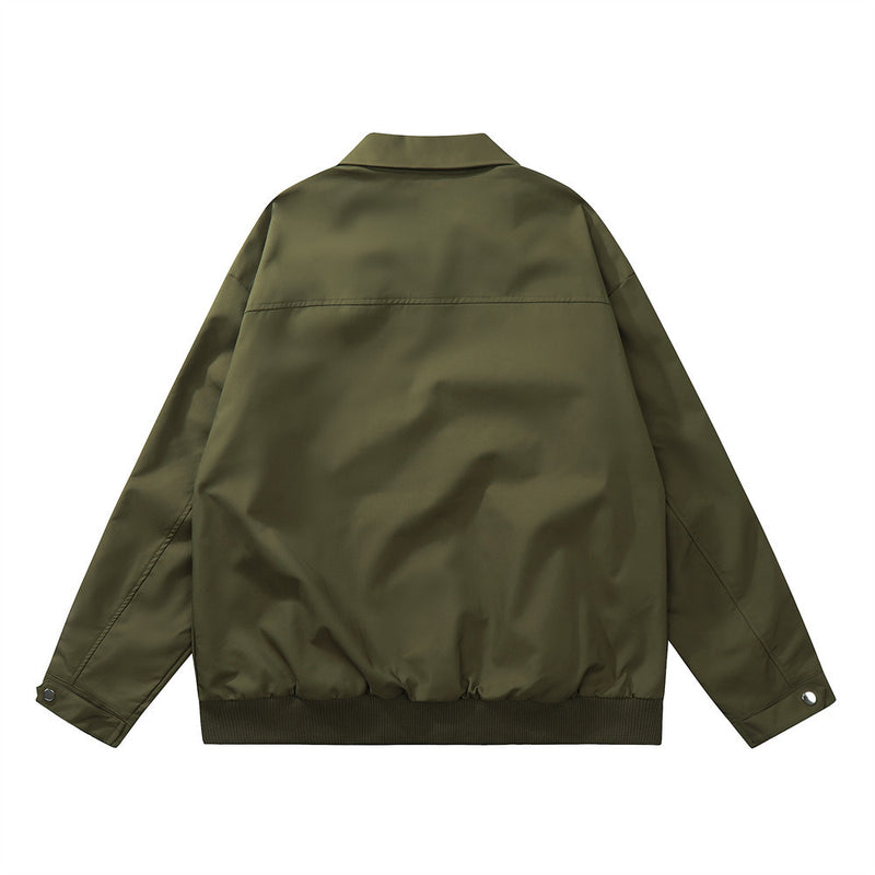 Men Jacket Coat Loose Lapels Men's Autumn Vintage American Fashion Brand Zipper Stitching Sleeve Design Sense Niche Jacket