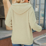 Women Trench Coat Casual Autumn Women's Long Sleeve Hooded Loose Zip Coat