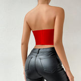 Women Party Tops Sexy Backless Fishbone Cinched Waist Waistcoat