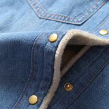 Women Jacket Autumn and Winter Loose Vintage Fleece-Lined Denim Shirt