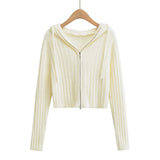 Women Sweater Knitwear Mohair Hooded Knit Cardigan Female Fall/Winter Slim Zipper Long Sleeve Sweater Coat