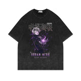 Washed and old retro short-sleeved T-shirt anime top
