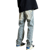 Men Jeans Ripped Jeans Men's Washed Vintage Paisley Straight Casual Pants