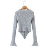 Women Sweater Knitwear Autumn Sexy Flared Long Sleeve Knitted Cardigan