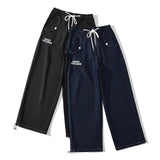 Women Sweatpants Straight-Leg Pants Multi-Pocket Lace-up Casual Pants