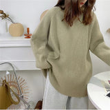Women Knitted Pullover Turtleneck Autumn and Winter Loose Knitwear Top