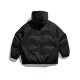 Unisex Winter Cotton Coat Pocket Decorative Hooded Cotton-Padded Coat Vintage Loose and Warm Cotton-Padded Coat