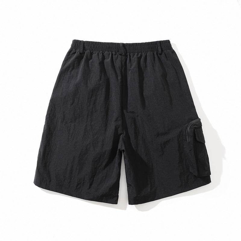 Men Shorts Vintage Zipper Multi-Pocket Cargo Pants Loose Casual Summer Shorts