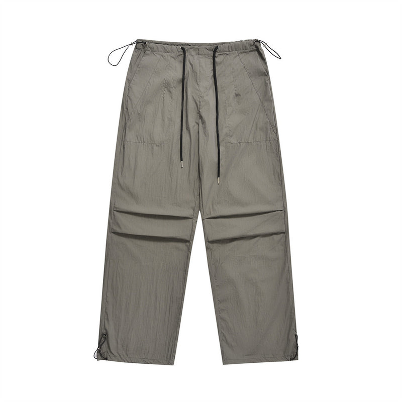 Men Sweatpants Pleated Casual Pants Men's Sports Wide Tube Straight-Leg Trousers