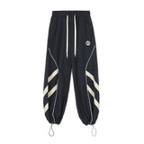 Men Sweatpants Straight-Leg Trousers Men's Tooling Elastic Waist Wide Leg Pants Drawstring Jogger Pants