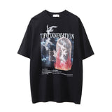 Men Vintage T-shirt Peace Dove Printed Washable Short Sleeve T-shirt