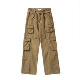 Men Sweatpants Multi-Pocket Cargo Pants Loose Three-Dimensional Straight-Leg Pants Casual Wide-Leg Trousers