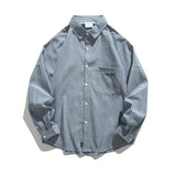 Unisex Shirts Autumn Vertical Striped Pocket Shirt