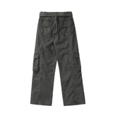 Men Sweatpants Multi-Pocket Cargo Pants Loose Three-Dimensional Straight-Leg Pants Casual Wide-Leg Trousers