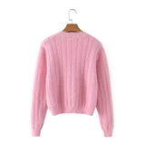 Women Sweater Knitwear Autumn Single-Breasted Short Knitted Cardigan Sweater